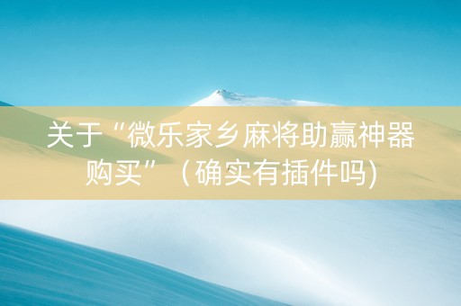 关于“微乐家乡麻将助赢神器购买”（确实有插件吗)