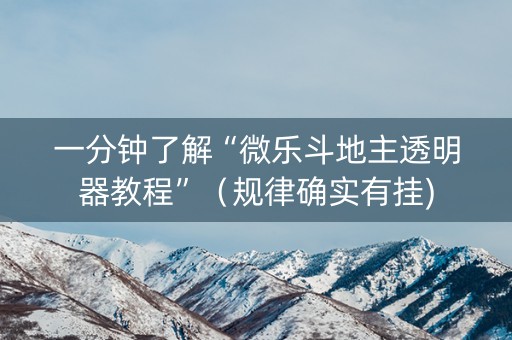 一分钟了解“微乐斗地主透明器教程”（规律确实有挂)