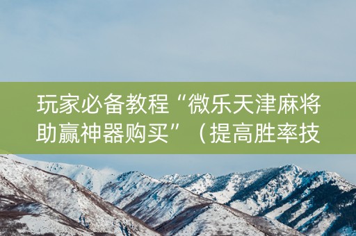 玩家必备教程“微乐天津麻将助赢神器购买”（提高胜率技巧)