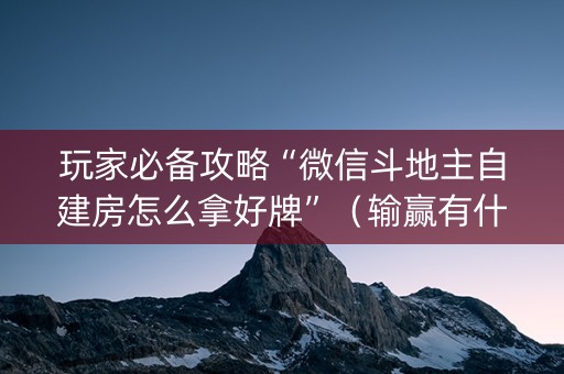 玩家必备攻略“微信斗地主自建房怎么拿好牌”（输赢有什么规律)