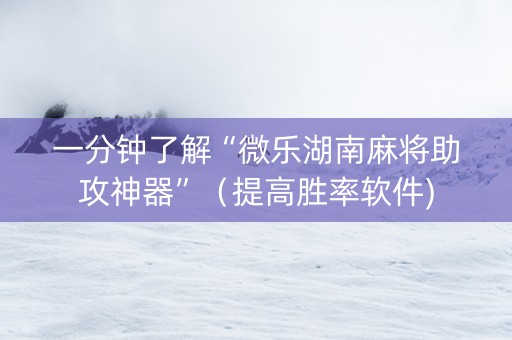 一分钟了解“微乐湖南麻将助攻神器”（提高胜率软件)