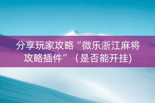 分享玩家攻略“微乐浙江麻将攻略插件”（是否能开挂)