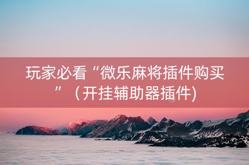 玩家必看“微乐麻将插件购买”（开挂辅助器插件)