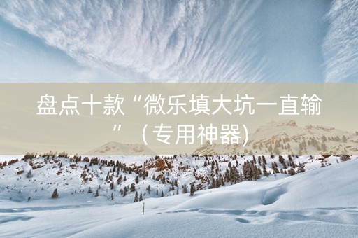 盘点十款“微乐填大坑一直输”（专用神器)