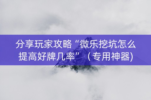 分享玩家攻略“微乐挖坑怎么提高好牌几率”（专用神器)