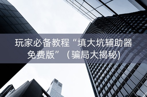 玩家必备教程“填大坑辅助器免费版”（骗局大揭秘)