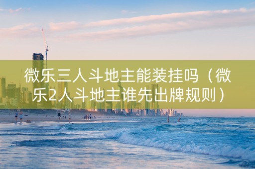 微乐三人斗地主能装挂吗（微乐2人斗地主谁先出牌规则）