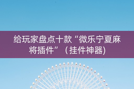 给玩家盘点十款“微乐宁夏麻将插件”（挂件神器)