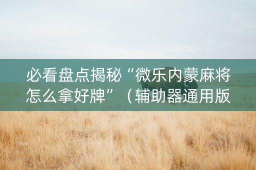 必看盘点揭秘“微乐内蒙麻将怎么拿好牌”（辅助器通用版)