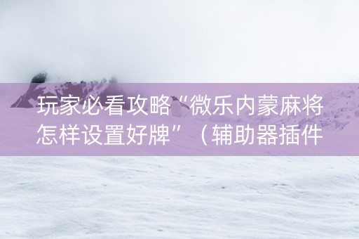 玩家必看攻略“微乐内蒙麻将怎样设置好牌”（辅助器插件)