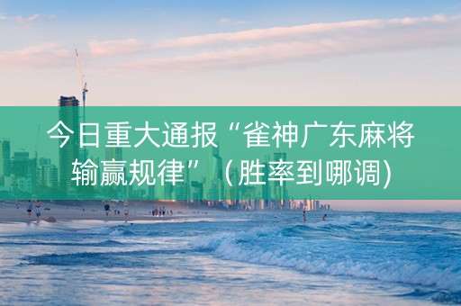 今日重大通报“雀神广东麻将输赢规律”（胜率到哪调)