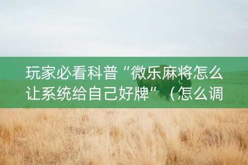 玩家必看科普“微乐麻将怎么让系统给自己好牌”（怎么调胜率)