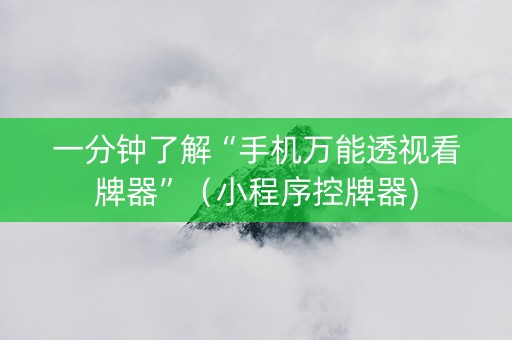 一分钟了解“手机万能透视看牌器”（小程序控牌器)