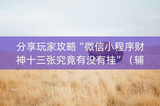 分享玩家攻略“微信小程序财神十三张究竟有没有挂”（辅助器通用版)