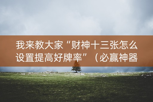 我来教大家“财神十三张怎么设置提高好牌率”（必赢神器辅助器)