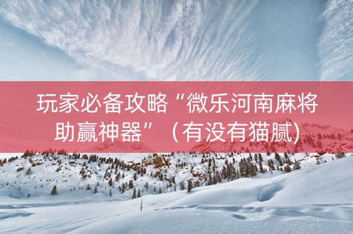 玩家必备攻略“微乐河南麻将助赢神器”（有没有猫腻)