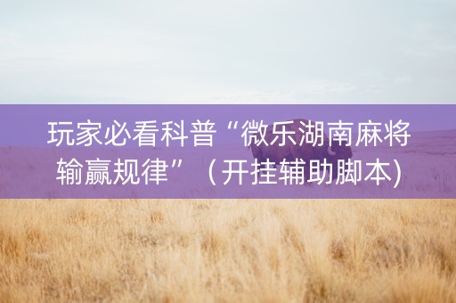 玩家必看科普“微乐湖南麻将输赢规律”（开挂辅助脚本)