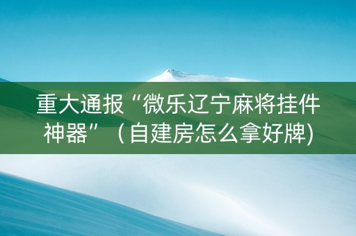 重大通报“微乐辽宁麻将挂件神器”（自建房怎么拿好牌)