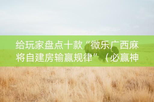 给玩家盘点十款“微乐广西麻将自建房输赢规律”（必赢神器辅助器)