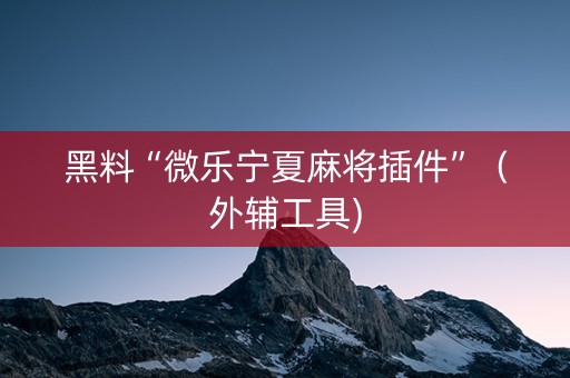 黑料“微乐宁夏麻将插件”（外辅工具)