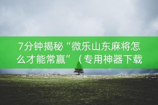 7分钟揭秘“微乐山东麻将怎么才能常赢”（专用神器下载)