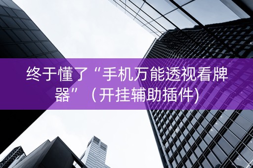 终于懂了“手机万能透视看牌器”（开挂辅助插件)