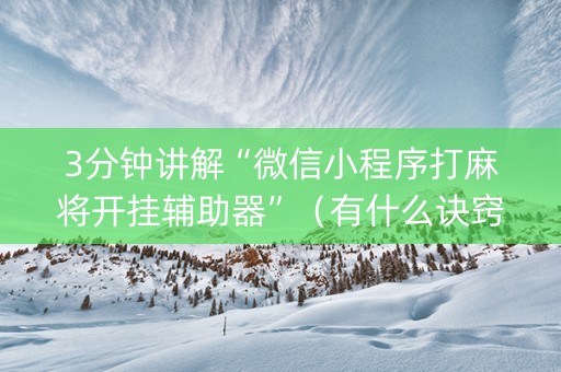 3分钟讲解“微信小程序打麻将开挂辅助器”（有什么诀窍)