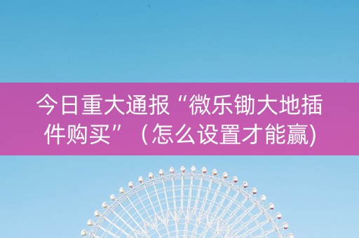 今日重大通报“微乐锄大地插件购买”（怎么设置才能赢)
