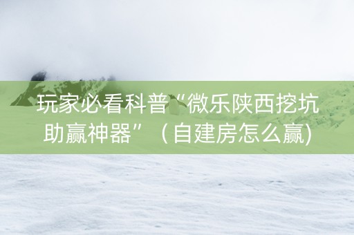 玩家必看科普“微乐陕西挖坑助赢神器”（自建房怎么赢)