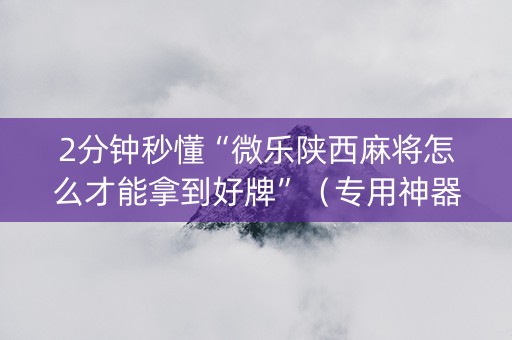 2分钟秒懂“微乐陕西麻将怎么才能拿到好牌”（专用神器)