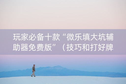 玩家必备十款“微乐填大坑辅助器免费版”（技巧和打好牌方法)