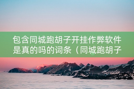 包含同城跑胡子开挂作弊软件是真的吗的词条（同城跑胡子可以开挂不）