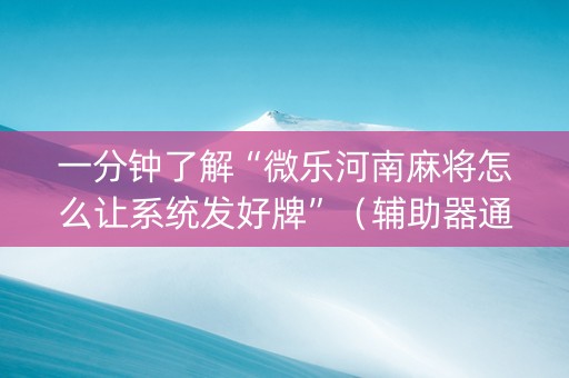 一分钟了解“微乐河南麻将怎么让系统发好牌”（辅助器通用版)