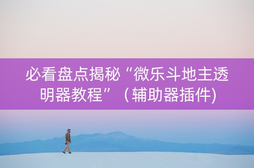 必看盘点揭秘“微乐斗地主透明器教程”（辅助器插件)