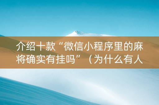 介绍十款“微信小程序里的麻将确实有挂吗”（为什么有人一直赢)