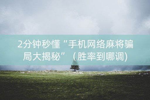 2分钟秒懂“手机网络麻将骗局大揭秘”（胜率到哪调)