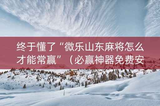 终于懂了“微乐山东麻将怎么才能常赢”（必赢神器免费安装)