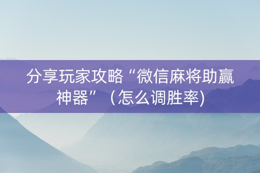 分享玩家攻略“微信麻将助赢神器”（怎么调胜率)