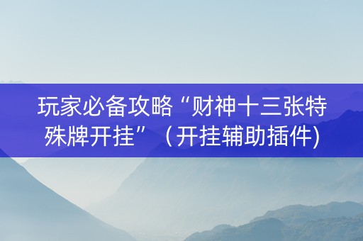 玩家必备攻略“财神十三张特殊牌开挂”（开挂辅助插件)