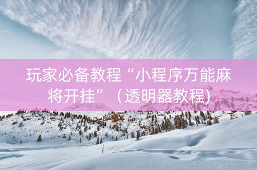 玩家必备教程“小程序万能麻将开挂”（透明器教程)
