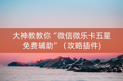 大神教教你“微信微乐卡五星免费辅助”（攻略插件)