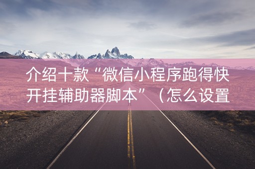 介绍十款“微信小程序跑得快开挂辅助器脚本”（怎么设置能有好牌)