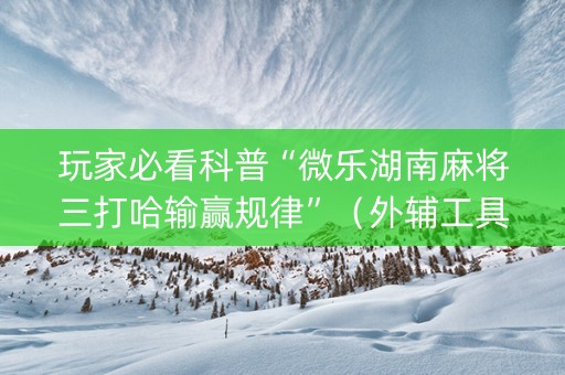 玩家必看科普“微乐湖南麻将三打哈输赢规律”（外辅工具)