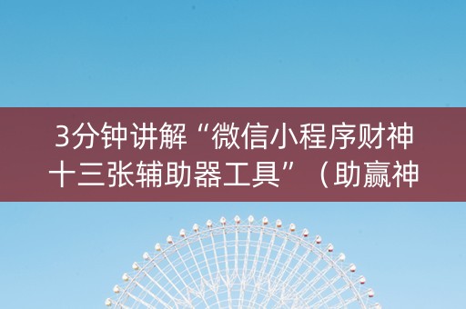 3分钟讲解“微信小程序财神十三张辅助器工具”（助赢神器)