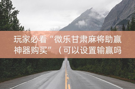 玩家必看“微乐甘肃麻将助赢神器购买”（可以设置输赢吗)
