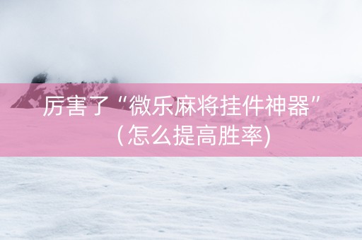 厉害了“微乐麻将挂件神器”（怎么提高胜率)