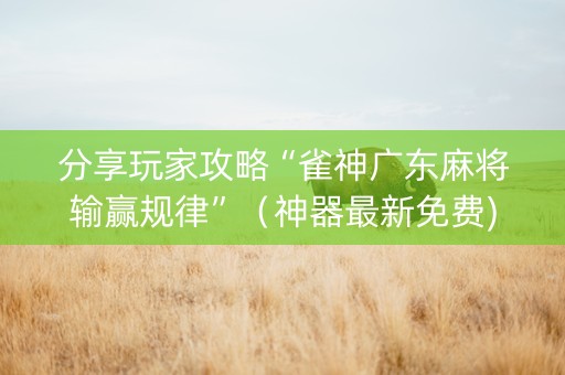 分享玩家攻略“雀神广东麻将输赢规律”（神器最新免费)