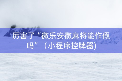 厉害了“微乐安徽麻将能作假吗”（小程序控牌器)