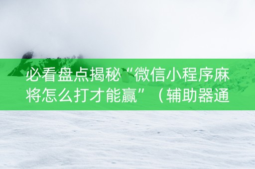 必看盘点揭秘“微信小程序麻将怎么打才能赢”（辅助器通用版)