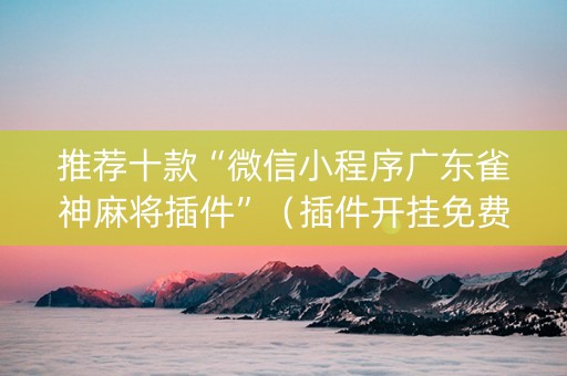 推荐十款“微信小程序广东雀神麻将插件”（插件开挂免费AI)